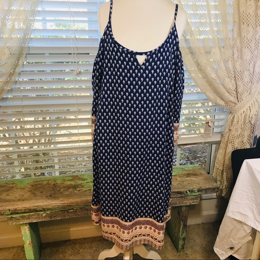 Pink Rose Shift Dress Peek-A-Boo Shoulder